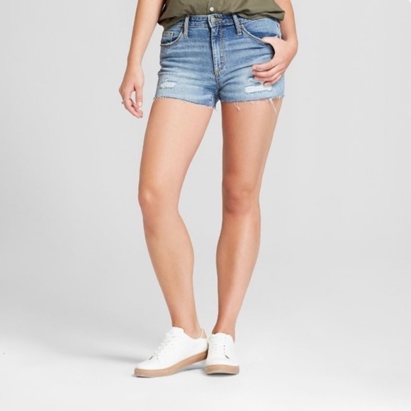 NWOT!! High Rise Destructed Jean Shorts - Picture 2 of 5